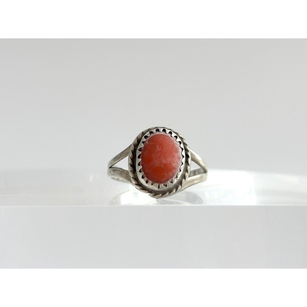Carnelian Accented Split Shank Sterling Silver 925 Vintage Ring - sz 5.75 - Picture 2 of 14
